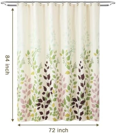 GASIYU Earthy Beige Botanical Floral Leaf Fabric Shower Curtain