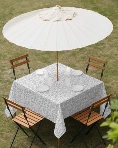 Square Outdoor Tablecloth with Umbrella Hole Vintage Gray Outside