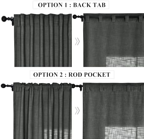 Fcosie Extra Wide Linen Room Darkening Drapes 120" Wx96 L, 2-in-1