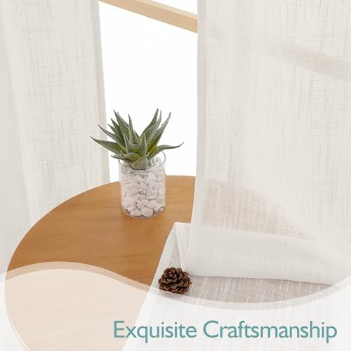 Chyhomenyc Extra Long Ivory Semi Sheer Curtains 108 Inches Long 2