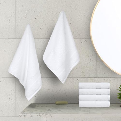 Amazon Basics 100% Cotton Hand Towels, Fade-Resistant, Soft and