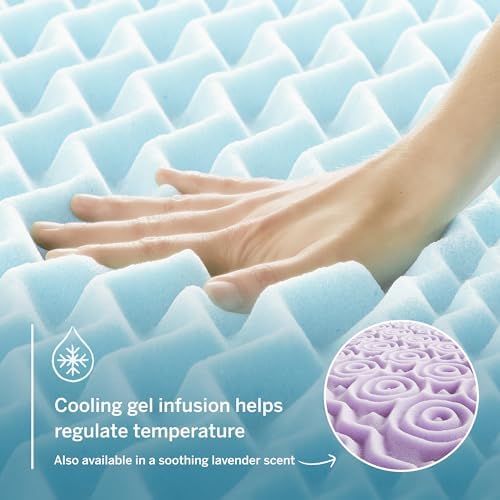 Lucid 2 Inch Gel Memory Foam Topper, 5 Zones, Cooling, Queen Size