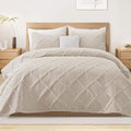 Exclusivo Mezcla 3-Piece Soft Quilt King Size Bedding Set, Beige Cream