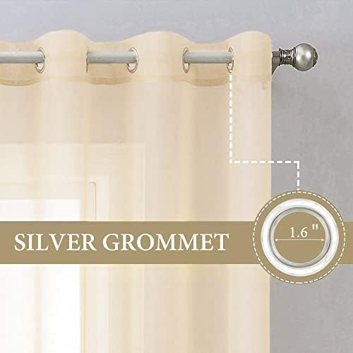 MIULEE Solid Color Sheer Curtains 63 Inches Long 2 Panels Set