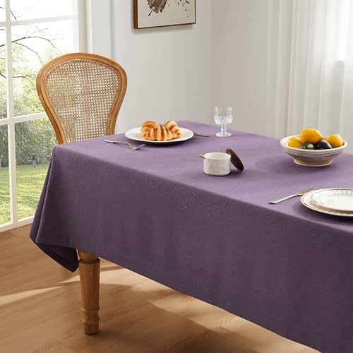 ZeeMart Linen Textured Square Table Cloth, 60x60 Inch Purple