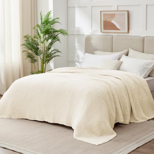 100% Cotton Muslin Blankets for Adults, 6-Layer Large Throw, 50 x 70