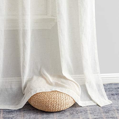 HLC.ME Sierra Burlap Flax Linen Semi Sheer Privacy Light Filtering