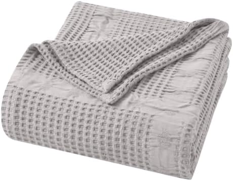SUPERIOR Waffle Weave Cotton Blanket, Comfy Blanket for Bedroom Decor