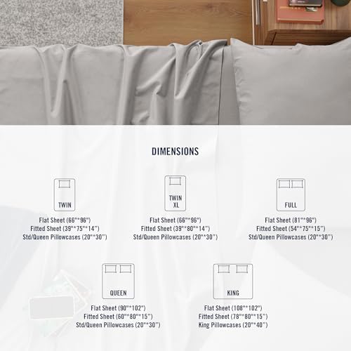 Izod Queen Bed Sheet Set, 100% Egyptian Cotton Percale, Crisp & Soft