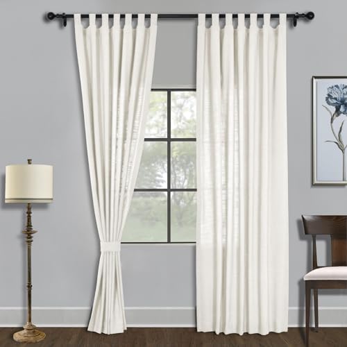 Fcosie 50" W x 63" L Linen Curtains Cream White, Room Darkening