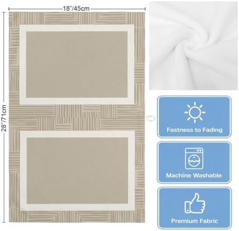 Beige Striped Kitchen Towels Set of 3, Absorbent Dish Towels for