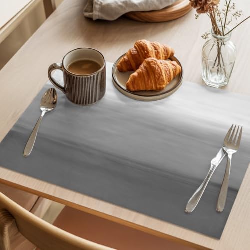 Cotton Linen Placemats for Dining Table Set of 8 Abstract Gray