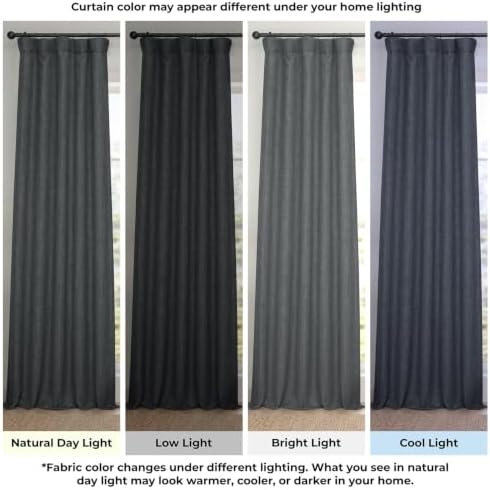 Faux Linen Curtains for Living Room (1 Panel) - 50W X 120L, Dark