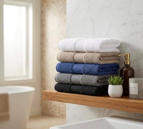 IMPEX 4 PC Bath Towel Set, 100% Cotton Bath Towel 27"x54" - Grey