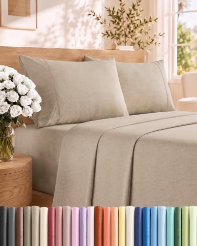 Cal King Size 4 Piece Sheet Set - Breathable & Cooling - Heathered