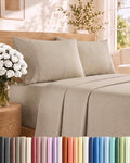 Cal King Size 4 Piece Sheet Set - Breathable & Cooling - Heathered