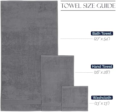 Elegant Comfort Premium Cotton 6-Piece Towel Set, Includes 2