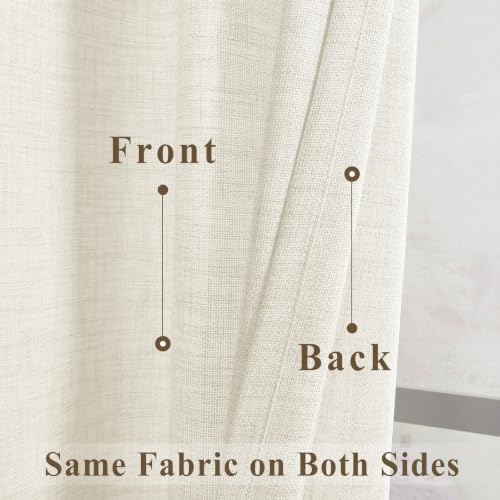 120in Long Linen Light Filtering Curtains 2 Panels 50"Wx120L Beige