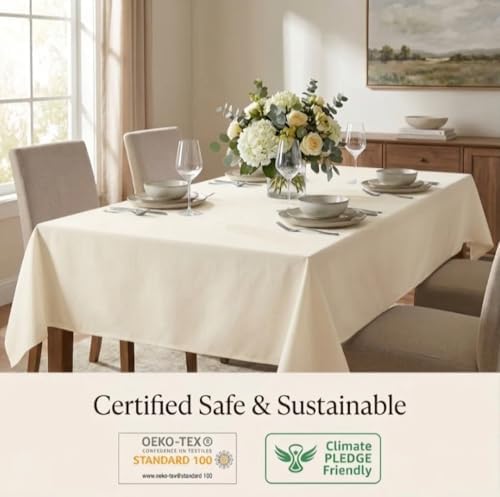 Urban Villa Tablecloth Cotton Tabletop 60x102 (8-10 Seats) Ivory