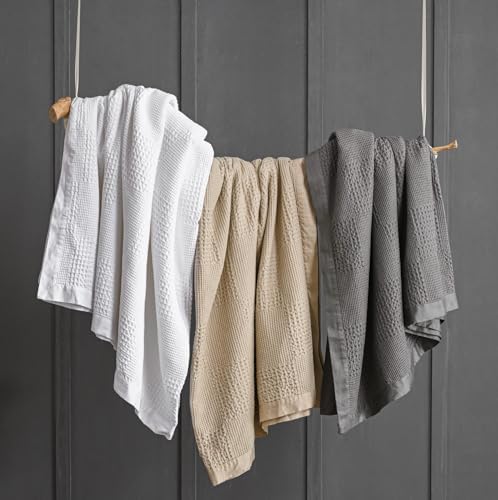 meadow park Cotton Waffle Blanket with Sateen Binding - Queen Size