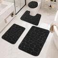 Black Memory Foam Bathroom Rugs Set 4 Piece, Ultra-Soft Velvet Memory