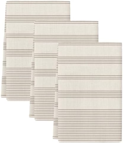 Beige Stripes Kitchen Towels Set of 3, Water Absorbent Dish Towel