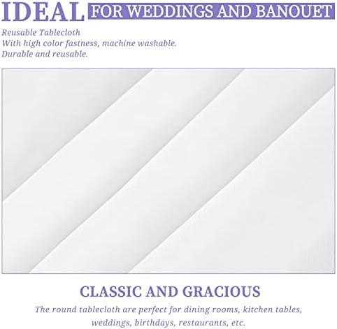 Showgeous 70 Inch White Round Tablecloths, Polyester Table Covers