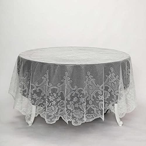 Tableclothsfactory 90" Ivory Premium Lace Round Tablecloth for Banquet