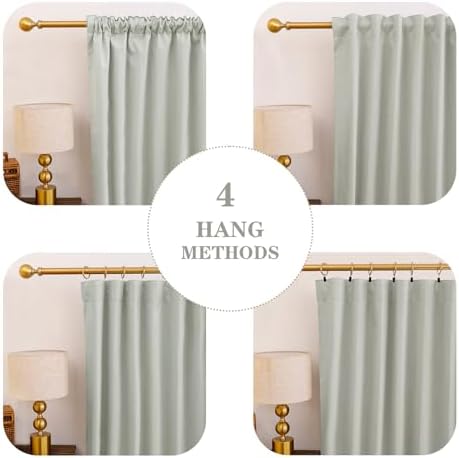 63 Inches Long Room Darkening Curtains 4 in 1 Header, 2 Panels