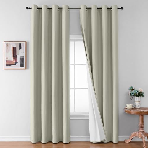 Joydeco Blackout Curtain 108 Inches Long - Natural Thermal Insulated
