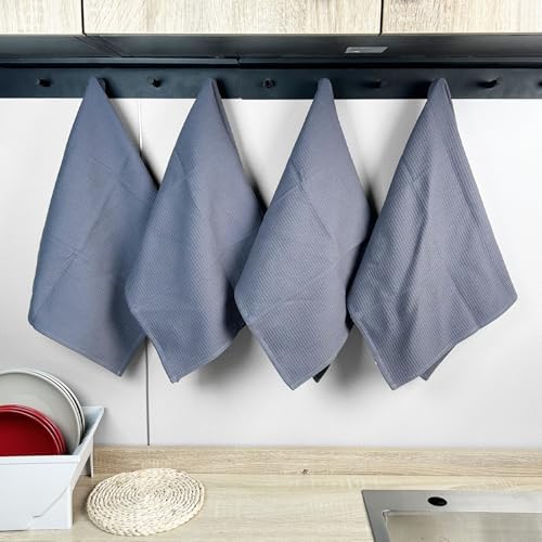 PY HOME & SPORTS Dish Towels Set - 17 x 25 Inches 4 Pieces Grey 100%