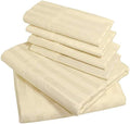 5 PCs Duvet cover set Western King Size Cream/Ivory Stripe 400 Thread