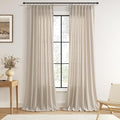 Oatmeal Beige Pinch Pleated Linen Curtains 108 Inch Length 2 Panels