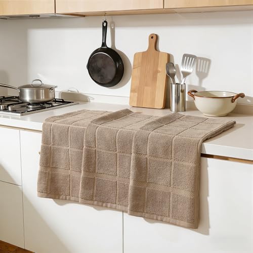 Homaxy 100% Cotton Kitchen Towels 18"x28", 8 Pack Dish Towels, Khaki