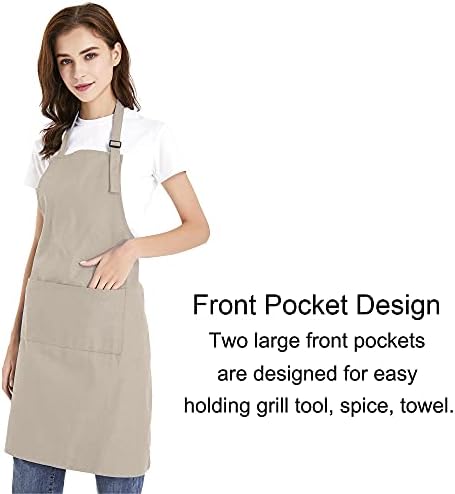 TOPTIE Cotton Canvas Adjustable Bib Apron and Chef Hat Set for Men