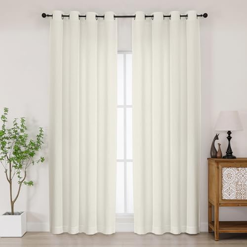 Chyhomenyc Ivory Curtains 84 Inches Long 2 Panels Set, Light Filtering