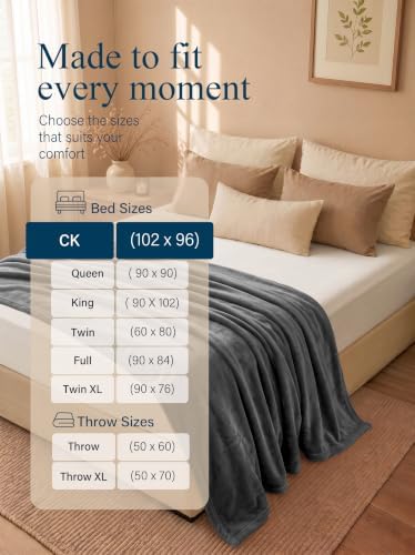 Utopia Bedding Fleece Bed Blanket California King Size Grey