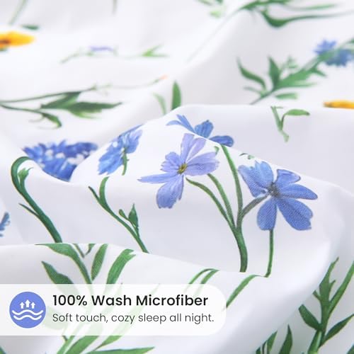 Mooreeke Duvet Cover Queen Size, 3 Piece Dandelion Floral Duvet Cover