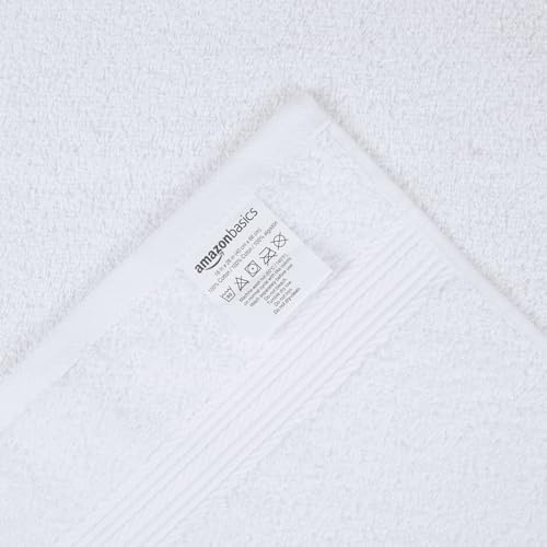 Amazon Basics 100% Cotton Hand Towels, Fade-Resistant, Soft and