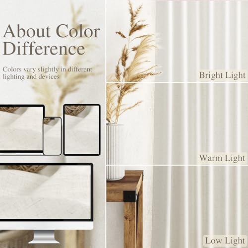 Nanspring Pinch Pleated Linen Curtains 84 Inch Length 2 Panels for