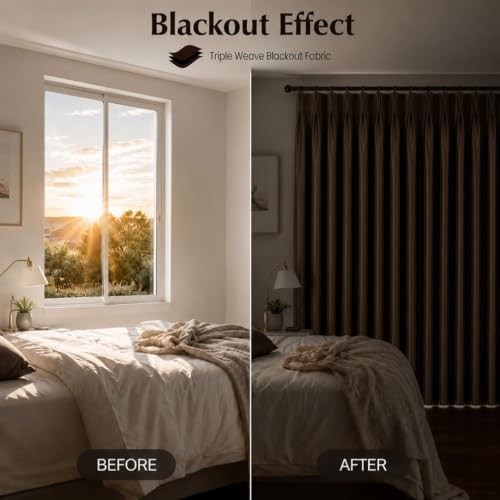 Room Darkening Thermal Insulated Double Pinch Pleated Blackout Curtain