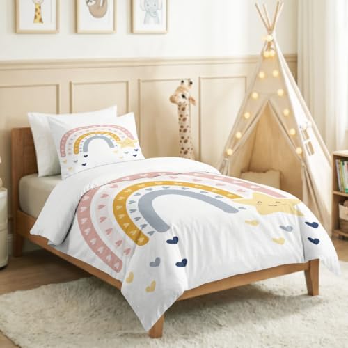 King Duvet Cover Set Soft Microfiber Nordic Countries Rainbow