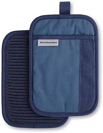 KitchenAid Beacon Two-Tone Non-Slip Pot Holder Set, Navy/Ink, 7"x10"