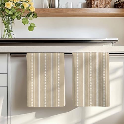 Boho Beige Kitchen Towels Set of 3, Absorbent Dish Towels for Kitchen