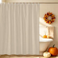 Butter Tan Shower Curtain, Rustic Minimalist Solid Color Beige Linen