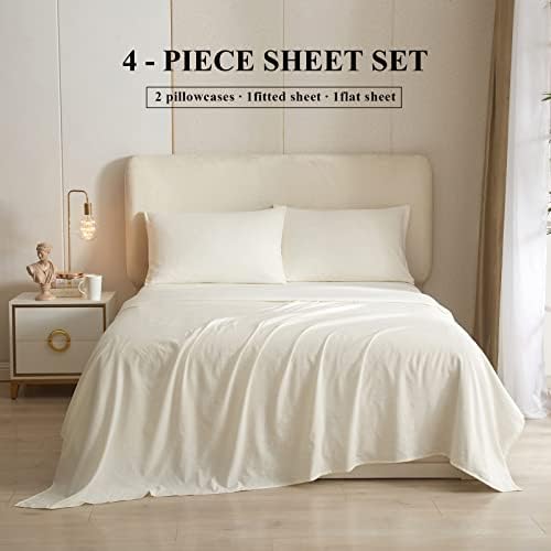 HighBuy Cream White Sheets Full Size Bedding Sheets & Pillowcases Set