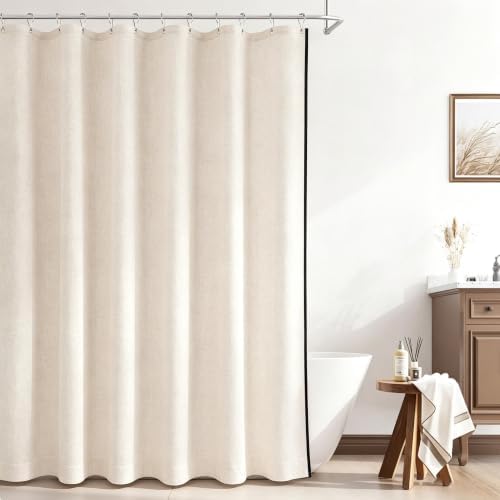 Beige Linen Style Shower Curtain Heavy Duty Liner 72x84