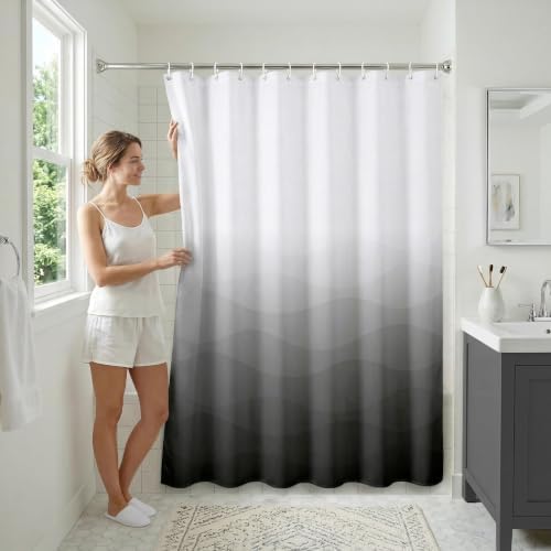 Americanflat 71x74 Wave Grey Ombre Shower Curtain - Water-Resistant