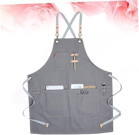 Canvas Serving Apron with Pockets and Straps Nordic Industrial Style