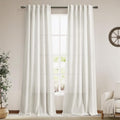 Cream Linen Curtains Back Tab Sheer Curtains 90 Inches Long for Living